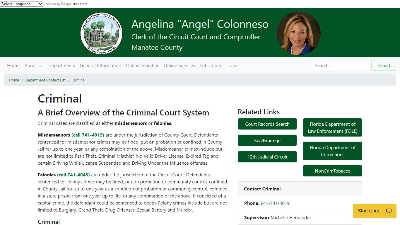 Criminal - Manatee Clerk